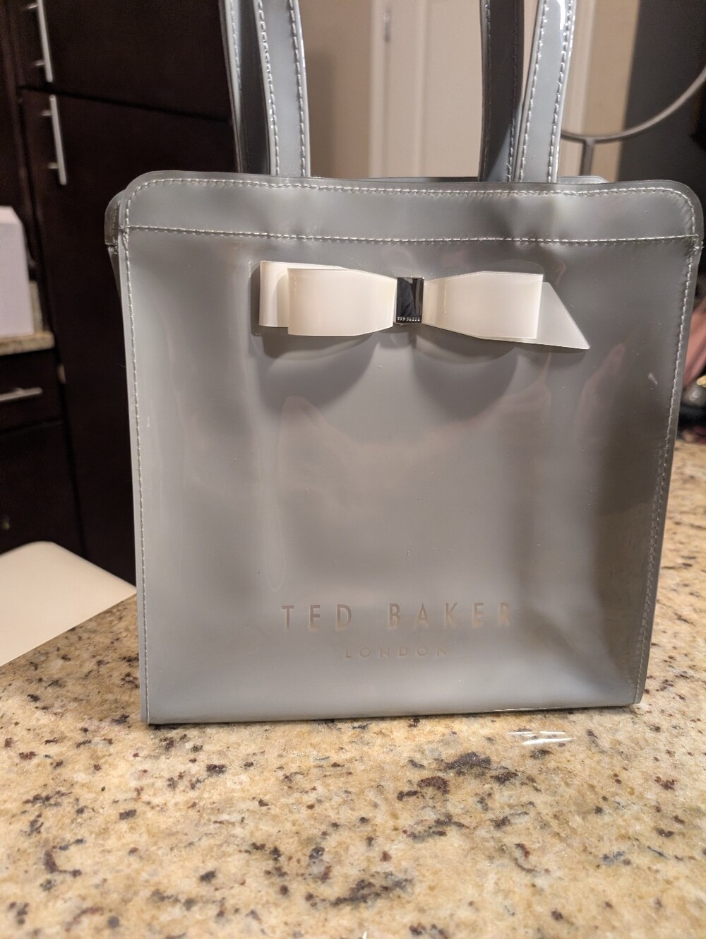 Ted Baker Alacon Glossy Gray Iconic Bow Tote Bag